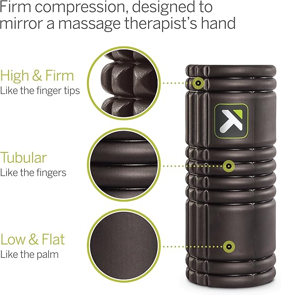 Lazio TriggerPoint Grid Foam Roller – Standard Density & Multi - Density Exterior with Rigid Core | 13" x 5.5", Lightweight & Durable for Athletes & Therapists | Includes Online Videos for Muscle Recovery & Tension Relief - Foam Rollers - British D'sire