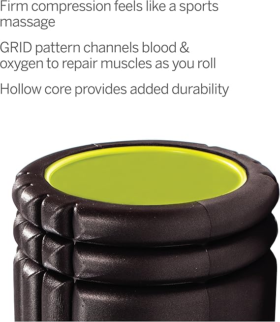 Lazio TriggerPoint Grid Foam Roller – Standard Density & Multi - Density Exterior with Rigid Core | 13" x 5.5", Lightweight & Durable for Athletes & Therapists | Includes Online Videos for Muscle Recovery & Tension Relief - Foam Rollers - British D'sire