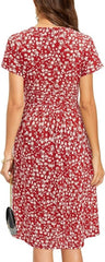 Lazio Women’s Short Sleeve Floral Summer Sundress – V - Neck Wrap Waist Casual Dress with Pockets | Comfortable Lightweight Outfit for Everyday, Parties & Vacations - Dresses - British D'sire