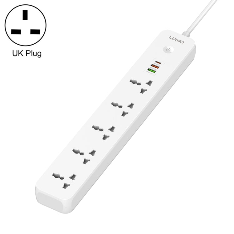 LDNIO SC5319 5 - position Travel Home Office Socket with 38W USB Ports, Cable Length: 2m(UK Plug) - British D'sire Main image