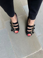 Le Trek - Black Multi wedge sandal - Sandals - British D'sire