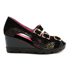 Le Trek - Black Multi wedge sandal - British D'sire