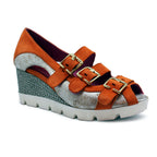 Le Trek - Orange -gold wedge sandal