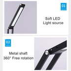 LED Desk Lamp 3W Folding Adjust USB Charging Eye Protection Table Lamp(Silver) - British D'sire