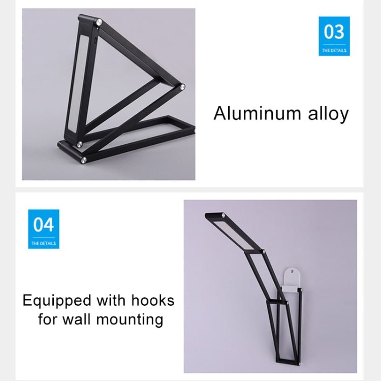 LED Desk Lamp 3W Folding Adjust USB Charging Eye Protection Table Lamp(Silver) - British D'sire