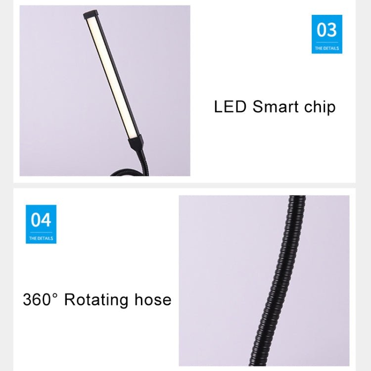 LED Desk Lamp 8W Folding Adjustable USB Charging Eye Protection Table Lamp, USB Charge Version(Black) - British D'sire