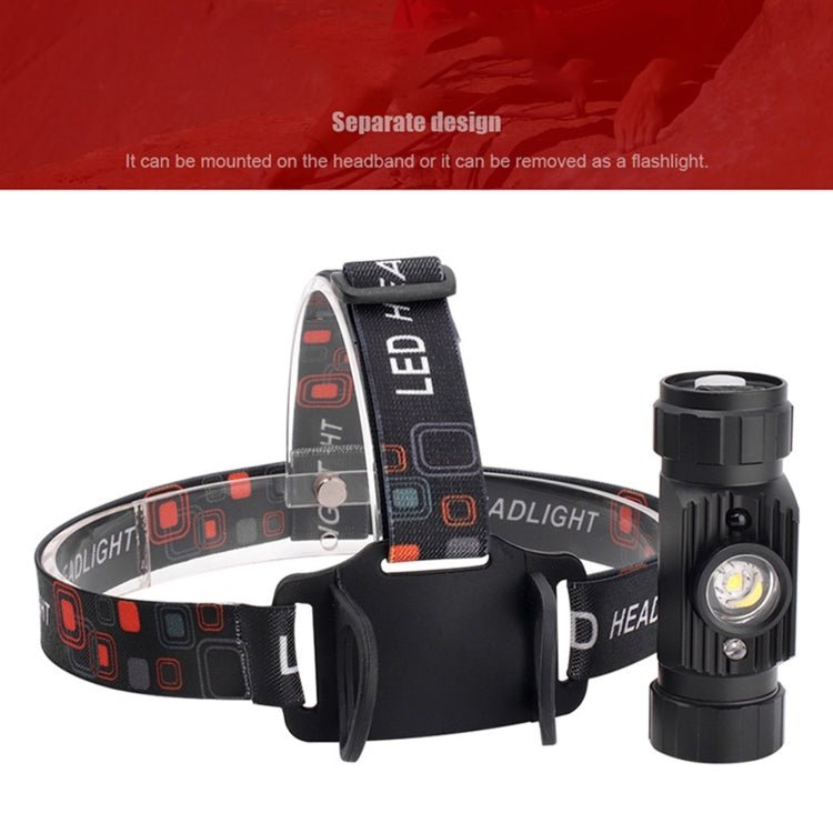 LED Induction Headlight USB Charging Outdoor Waterproof Strong Light Fishing Aluminum Flashlight Headlight (Headlight+2xBatteries) - British D'sire