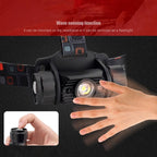LED Induction Headlight USB Charging Outdoor Waterproof Strong Light Fishing Aluminum Flashlight Headlight (Headlight+2xBatteries) - British D'sire