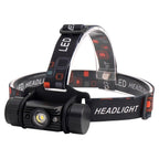 LED Induction Headlight USB Charging Outdoor Waterproof Strong Light Fishing Aluminum Flashlight Headlight (Headlight+2xBatteries) - British D'sire