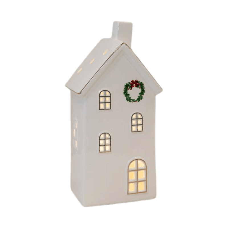 LED White House with Wreath Home Decoration - Christmas Decor - British D'sire Main image