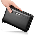 LEINASEN A80 Multi - Card Men Hand Bag Double Zip Big Capacity Wallet(Black) - British D'sire