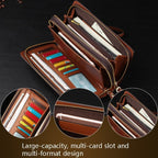 LEINASEN A82 Handbag Men Business Clips Long Big Capacity Casual Multi - Card Zipper(Brown) - British D'sire