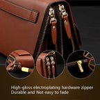 LEINASEN A82 Handbag Men Business Clips Long Big Capacity Casual Multi - Card Zipper(Brown) - British D'sire