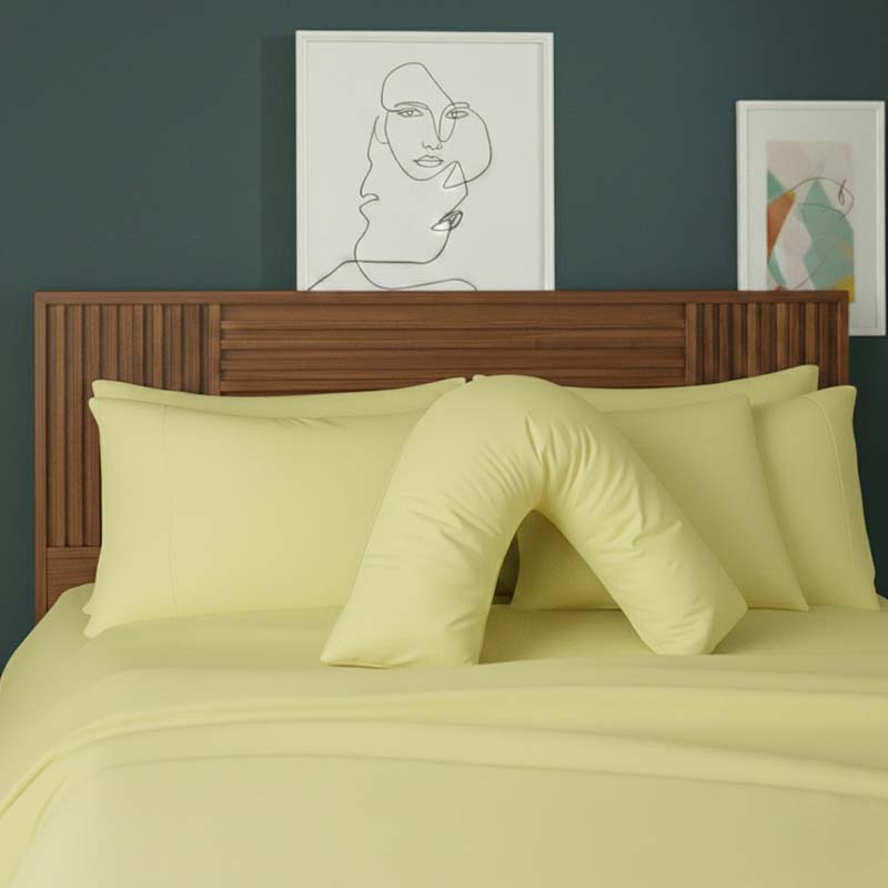 V Shape Pillowcase for Support Maternity Pillows Polycotton Easy Care - Mustard