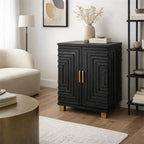 Lennox Black 2 Door Side Cupboard - Sideboards - British D'sire