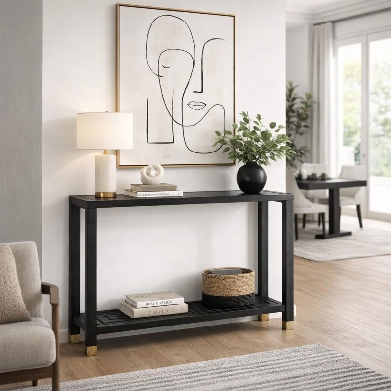 Lennox Black Console Table Home Decor Furniture - Tables - British D'sire