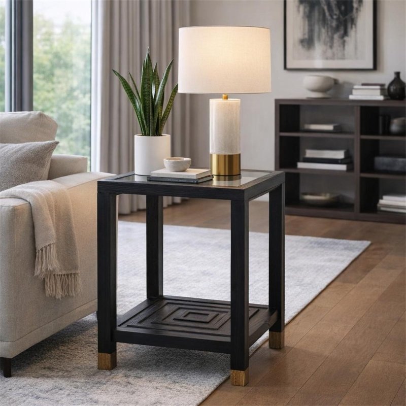Lennox Black Side Table Home Decor Furniture - Tables - British D'sire