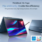 Lenovo ThinkBook 14s Yoga 1JCD Laptop, 14 inch, 16GB+512GB, Windows 10 Professional Edition, Intel Core i5 - 1135G7 Quad Core up to 4.2GHz, Support WiFi 6 & Bluetooth & HDMI, US Plug (Blue) - British D'sire