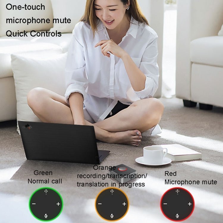 Lenovo Thinkplus MCP01 Intelligent Video Conference Omnidirectional Microphone Sound Portable Bluetooth Microphone Speaker(Black) - British D'sire