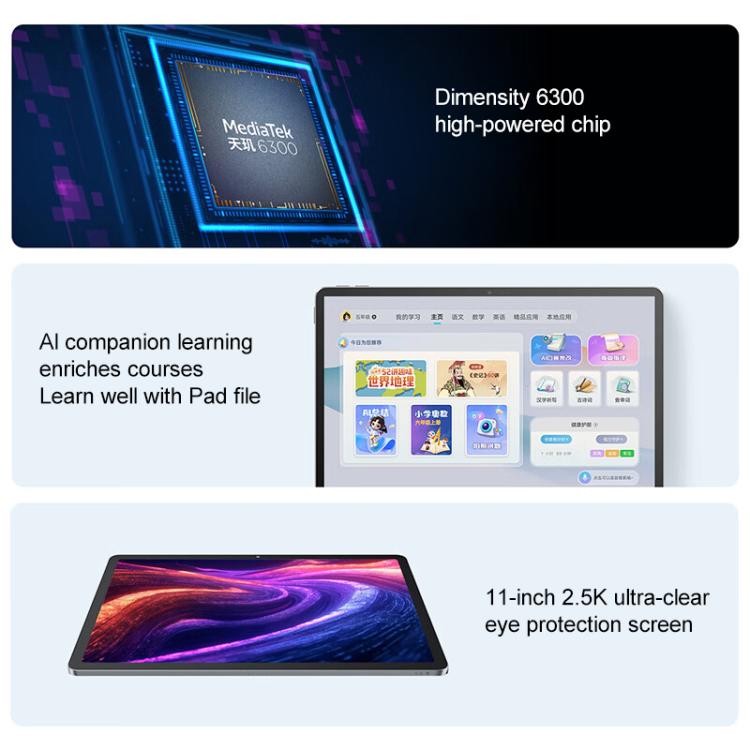 Lenovo Xiaoxin Pad 11 inch WiFi Tablet, 8GB+128GB, Android 15, MediaTek Dimensity 6300 Octa Core,US Plug (Grey) - British D'sire