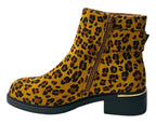 Leopard Print Faux Suede Ankle Boots - Boots - British D'sire