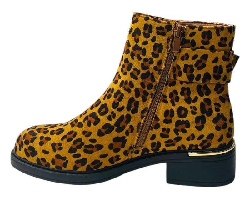 Leopard Print Faux Suede Ankle Boots - Boots - British D'sire