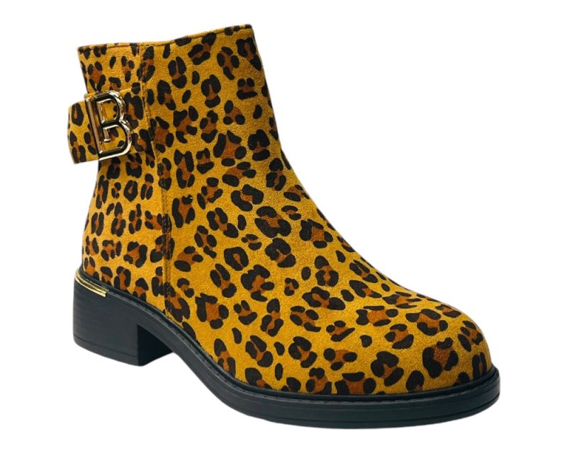Leopard Print Faux Suede Ankle Boots - Boots - British D'sire