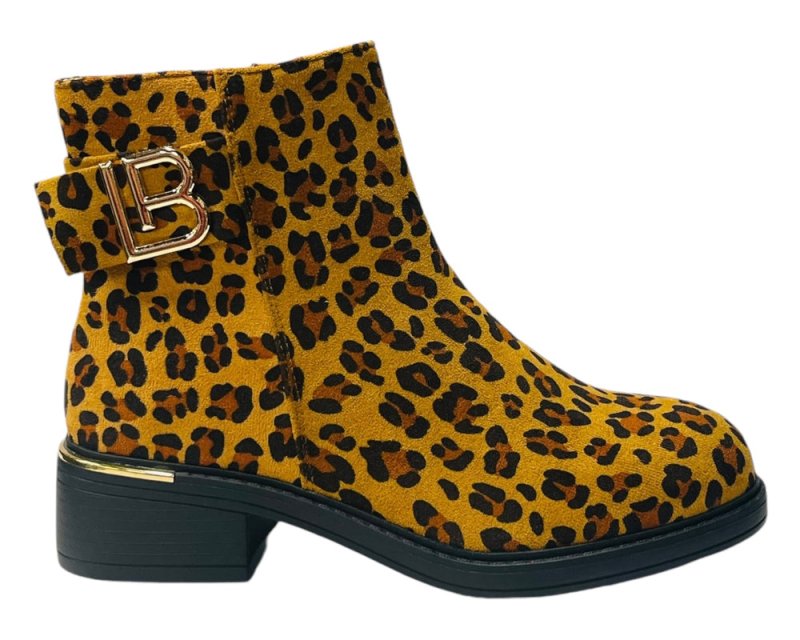 Leopard Print Faux Suede Ankle Boots - Boots - British D'sire Main image