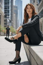 Lichido - Black/Gold strap shoe - Low Heel - British D'sire