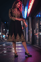 Lichido - Black/Gold strap shoe - Low Heel - British D'sire