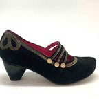 Lichido - Black/Gold strap shoe - Low Heel - British D'sire