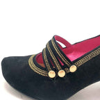 Lichido - Black/Gold strap shoe - Low Heel - British D'sire