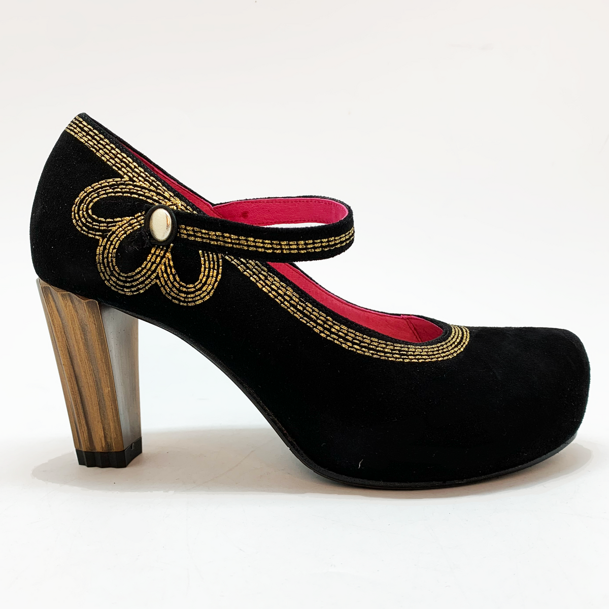Cognac - Black/Gold strap heel - British D'sire