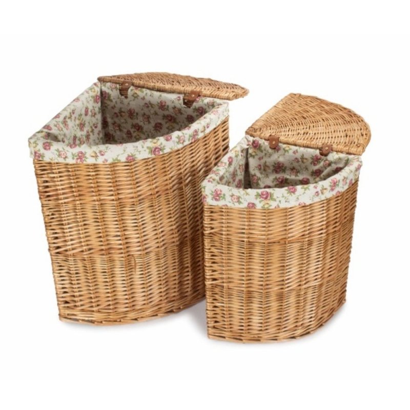 Light Steamed Corner Garden Rose Lined Laundry Baskets Secondary image