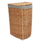 Light Steamed Corner Linen Basket with Grey Sage Lining - Laundry Baskets - British D'sire