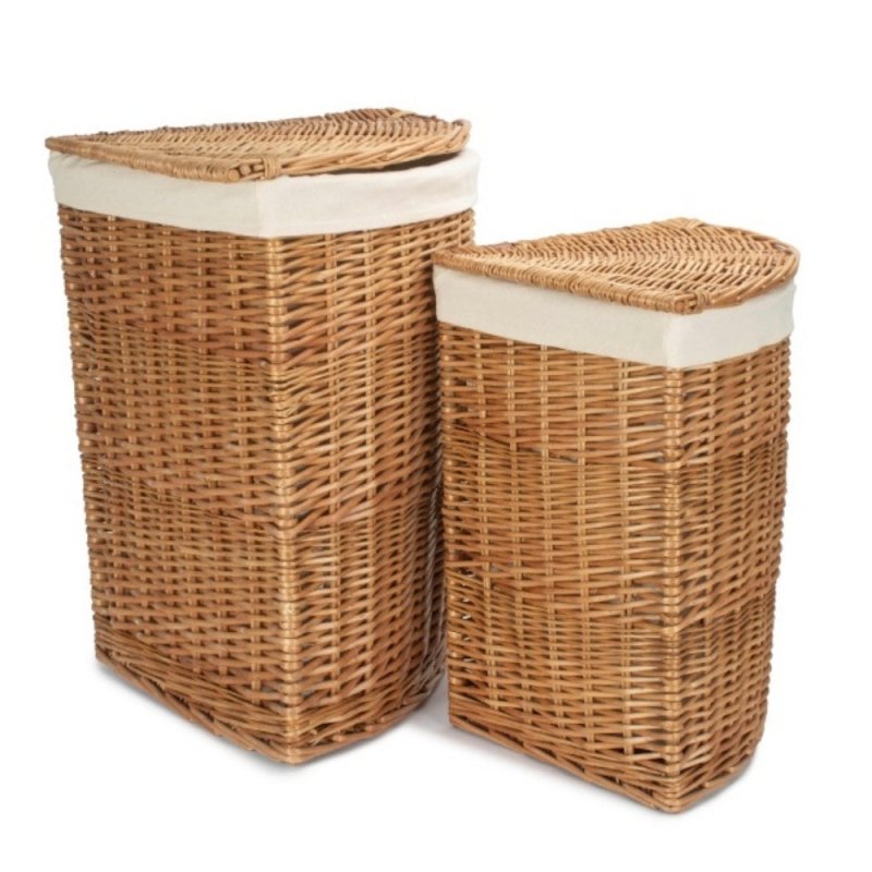 Light Steamed Corner White Cotton Lined Laundry Baskets - Laundry Baskets - British D'sire Main image