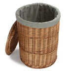 Light Steamed Round Linen Basket with Grey Sage Lining - Laundry Baskets - British D'sire