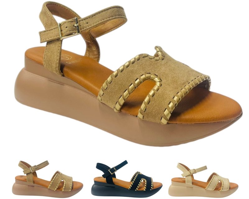 Lightweight Ankle Strap Padded Wedge Sandals - Sandals - British D'sire Main image