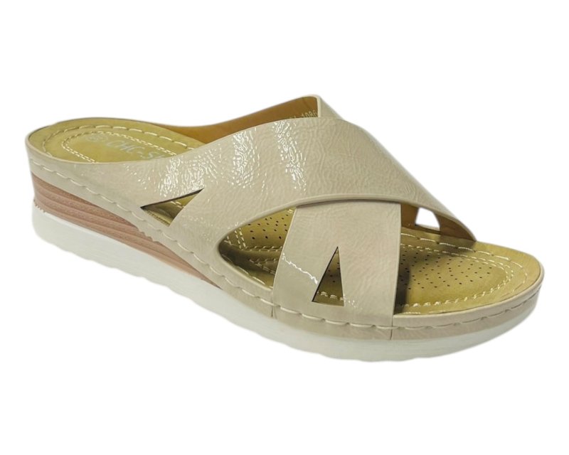 Lightweight Cross Strap Mules Wedge Slider - Slider - British D'sire