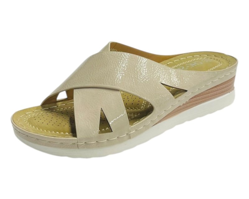 Lightweight Cross Strap Mules Wedge Slider - Slider - British D'sire