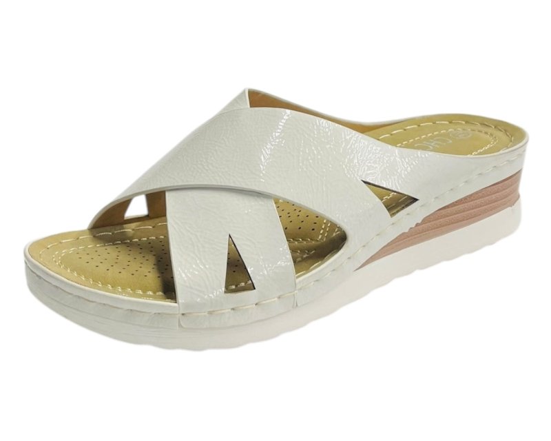 Lightweight Cross Strap Mules Wedge Slider - Slider - British D'sire