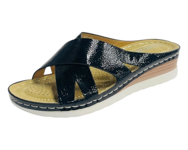 Lightweight Cross Strap Mules Wedge Slider - Slider - British D'sire