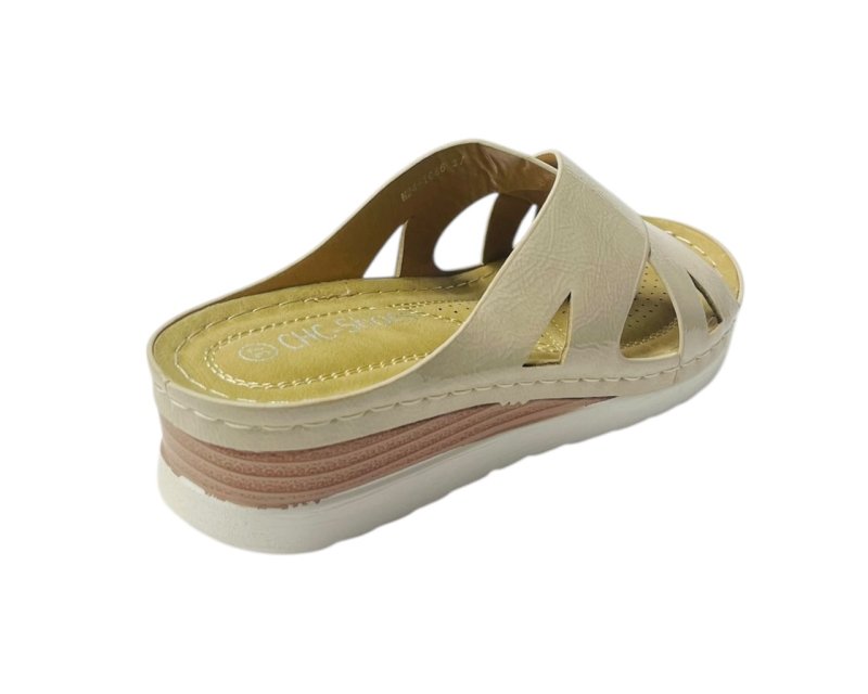 Lightweight Cross Strap Mules Wedge Slider - Slider - British D'sire