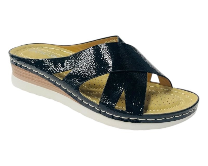Lightweight Cross Strap Mules Wedge Slider - Slider - British D'sire