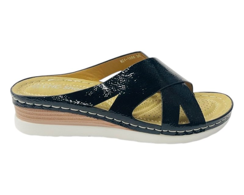 Lightweight Cross Strap Mules Wedge Slider - Slider - British D'sire