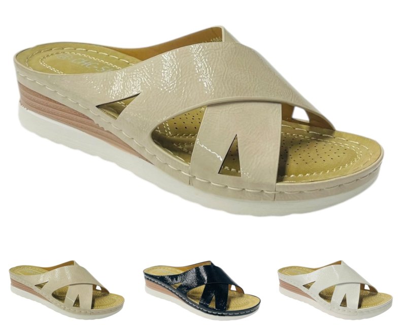 Lightweight Cross Strap Mules Wedge Slider - Slider - British D'sire