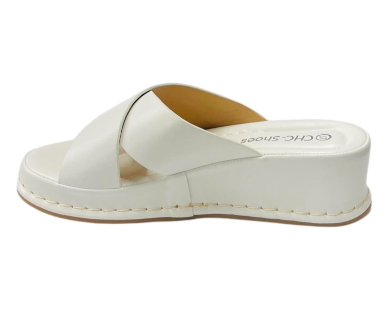 Lightweight Cross Strap Wedge Sandals - Slider - British D'sire