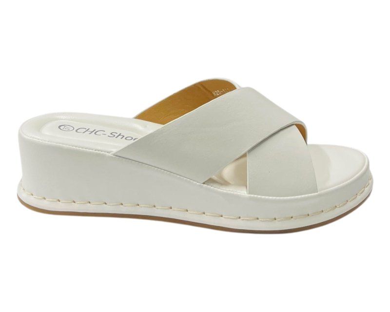 Lightweight Cross Strap Wedge Sandals - Slider - British D'sire
