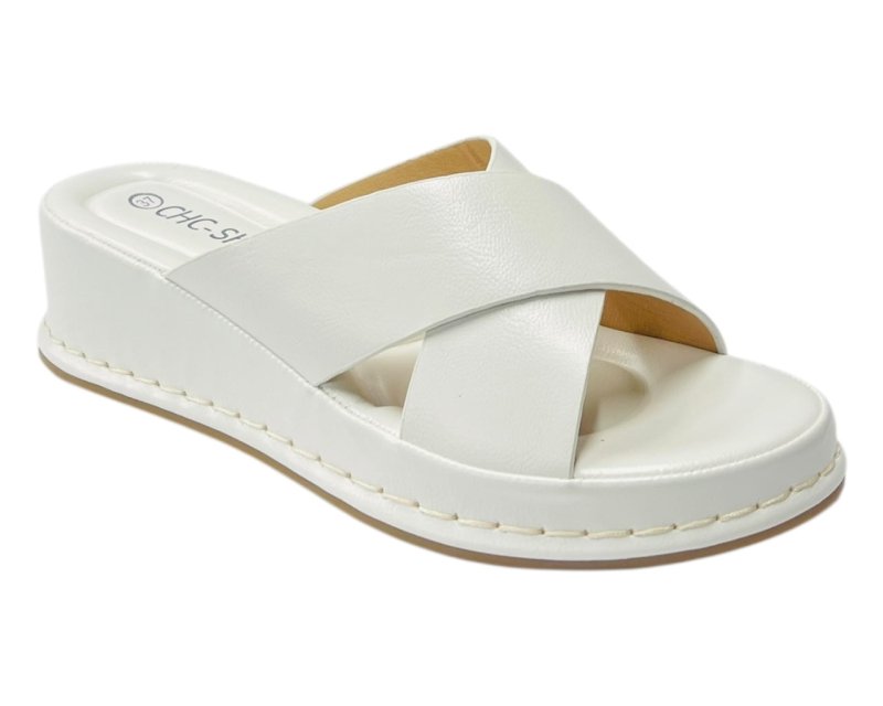 Lightweight Cross Strap Wedge Sandals - Slider - British D'sire