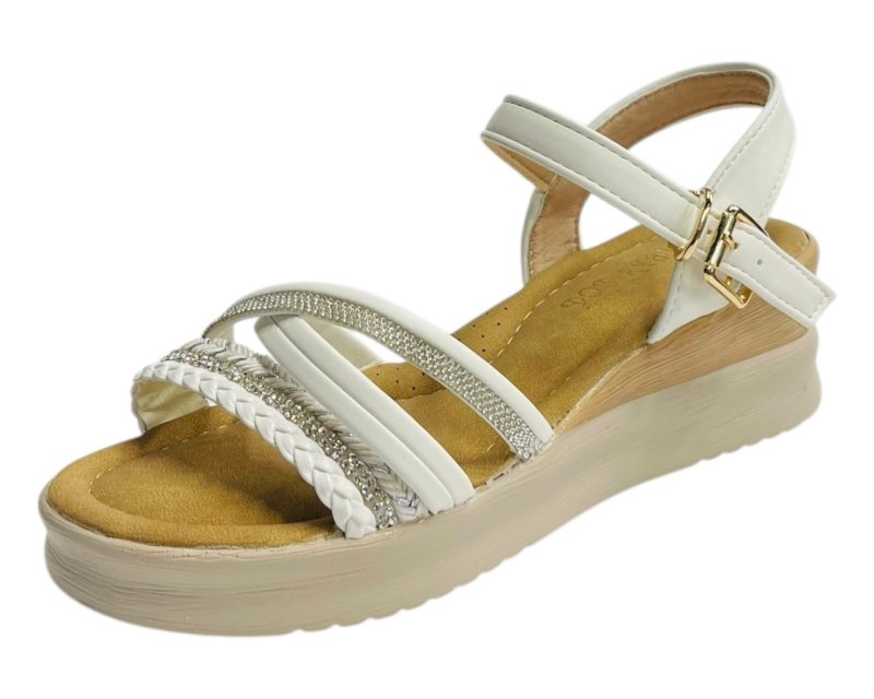 Lightweight Diamante Padded Insole Wedge Sandals - Sandals - British D'sire